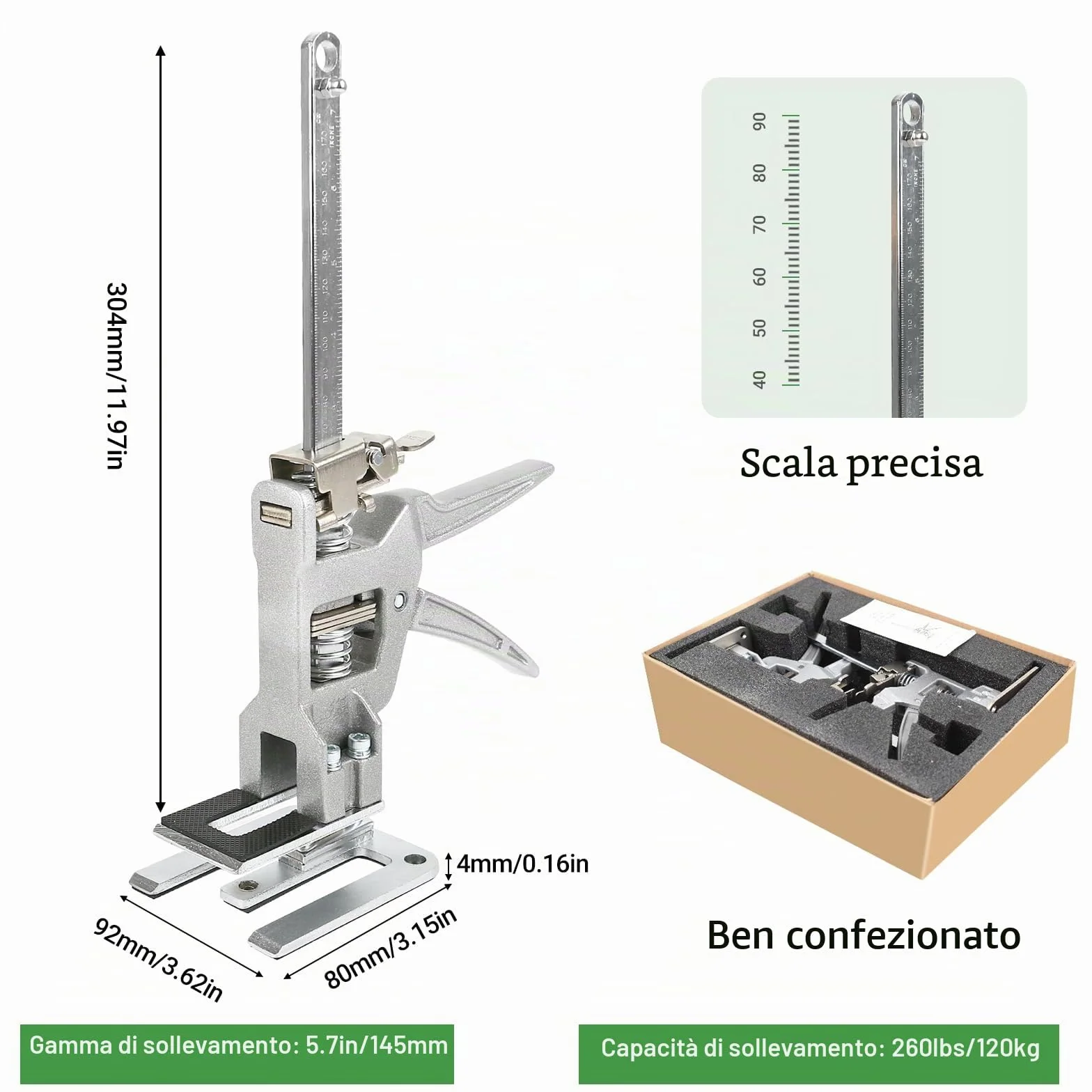 Sollevatore di Bordo Resistente con Scala, Martinetti a Braccio, Labor Saving Arm Tool, Fino a 400 kg, Morsetto per Martinetto Sistema di Livellamento per Piastrelle Strumento per Martinetto Portatile