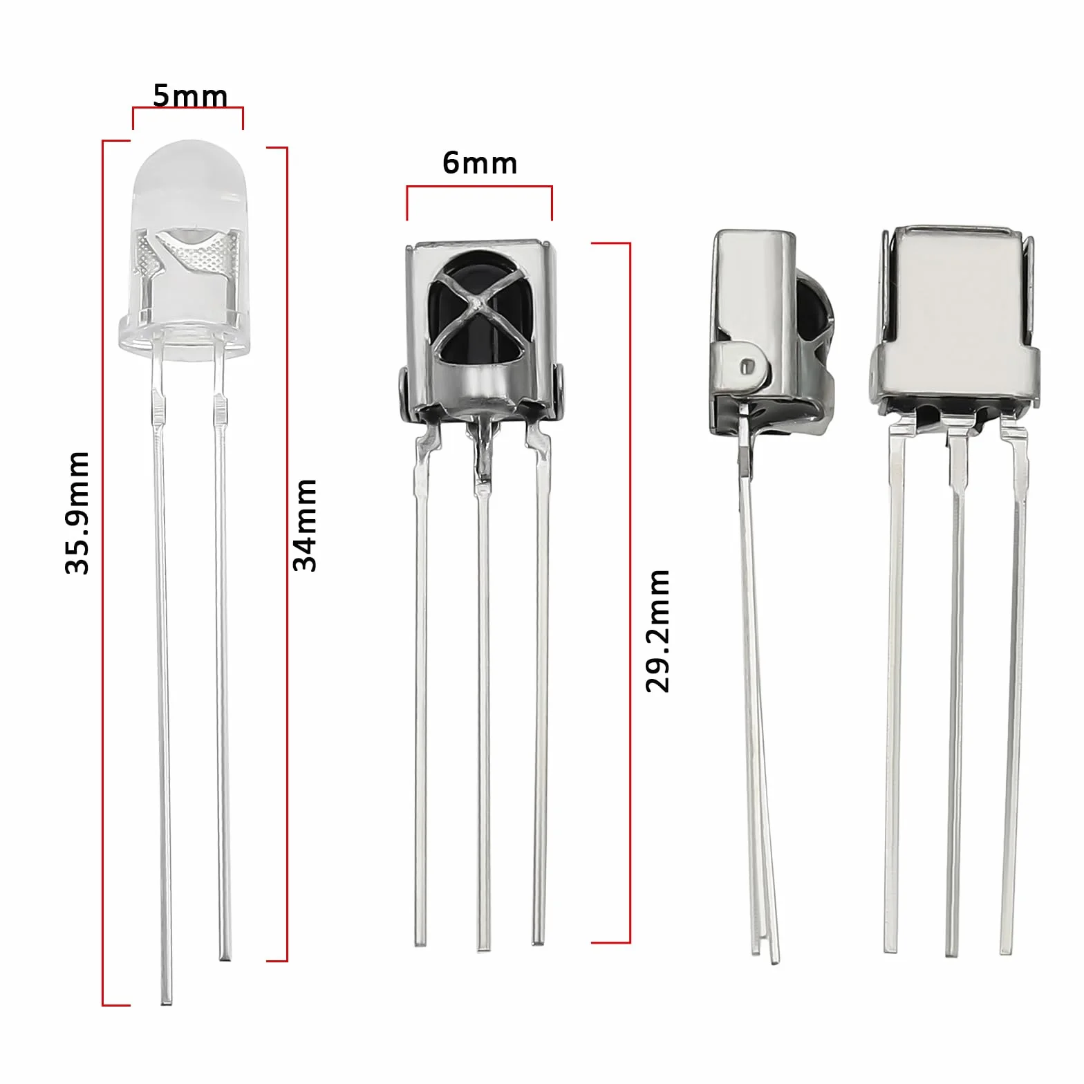 EMSea Confezione da 20 paia di trasmettitori e ricevitori, 5 mm, emettitore a infrarossi VS1838B, ricevitore a infrarossi per dispositivi elettronici, fototransistor, apparecchiature di comunicazione