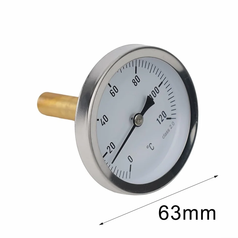Termometro a quadrante con sensore in ottone e tubo capillare da 100 cm, calibro analogico da 0 a 120 °C per una misurazione accurata della temperatura di acqua, olio o liquidi nel