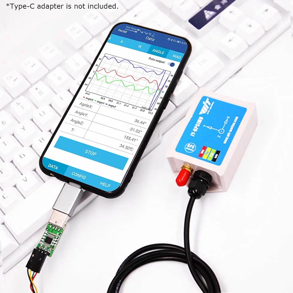 WitMotion WTGAHRS1 Inclinometro IMU AHRS ad alta stabilità a 10 assi, accelerazione ad alta precisione+giroscopio+angolo+magnete+pressione dell'aria+GPS, livello TTL, localizzatore di con antenna GPS