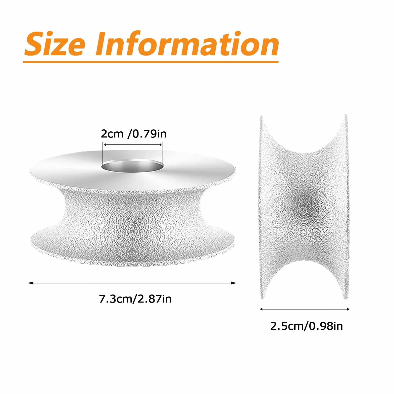 Mola Diamantata Brasata 7.3cm Diametro Esterno, Disco Abrasivo Concavo per Ceramica Marmo Granito Vetro