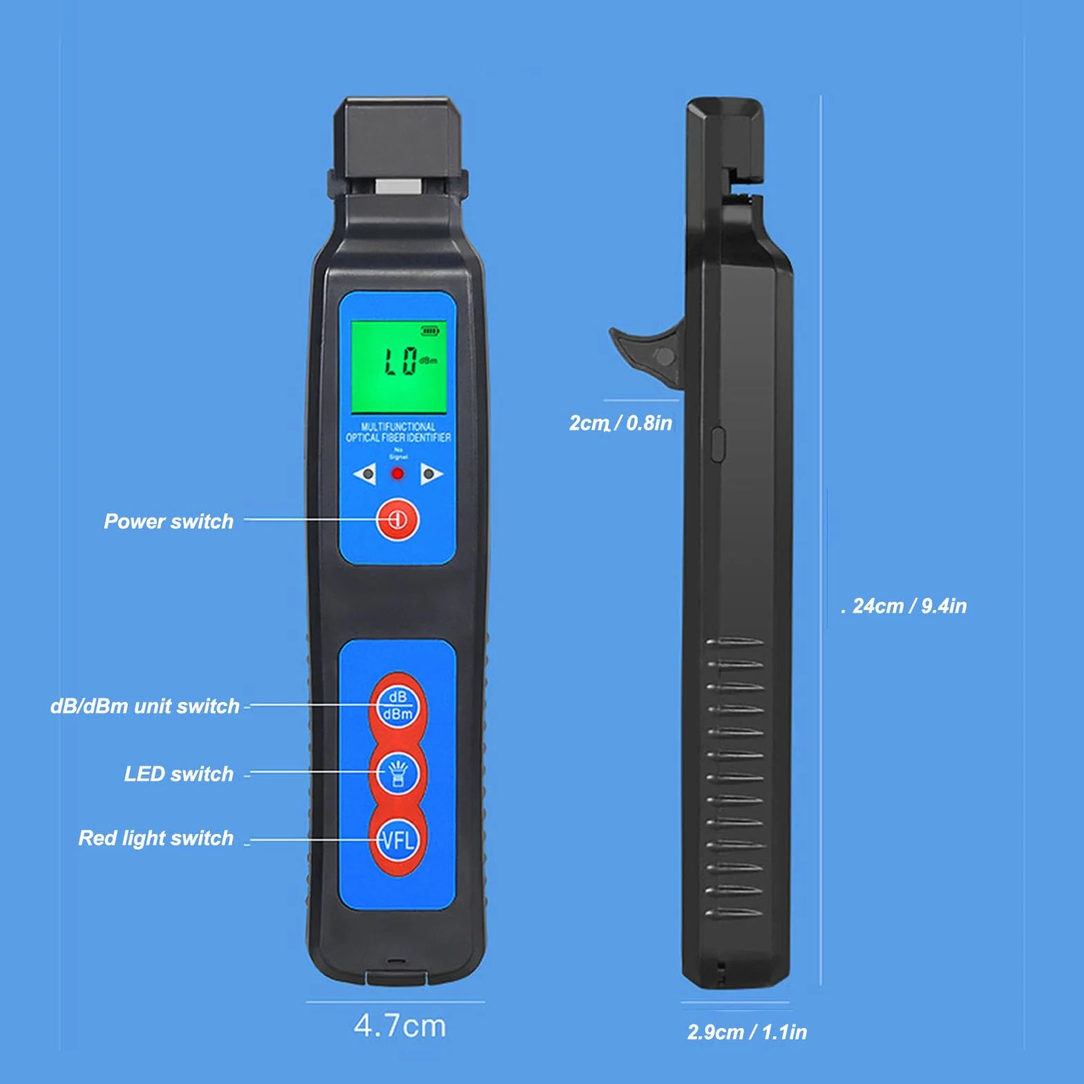 Identificatore in fibra ottica, 800 a 1700 nm VFL Light Light Fornte 10 km Range 270Hz 1KHz 2KHz Fibra Optic Tester