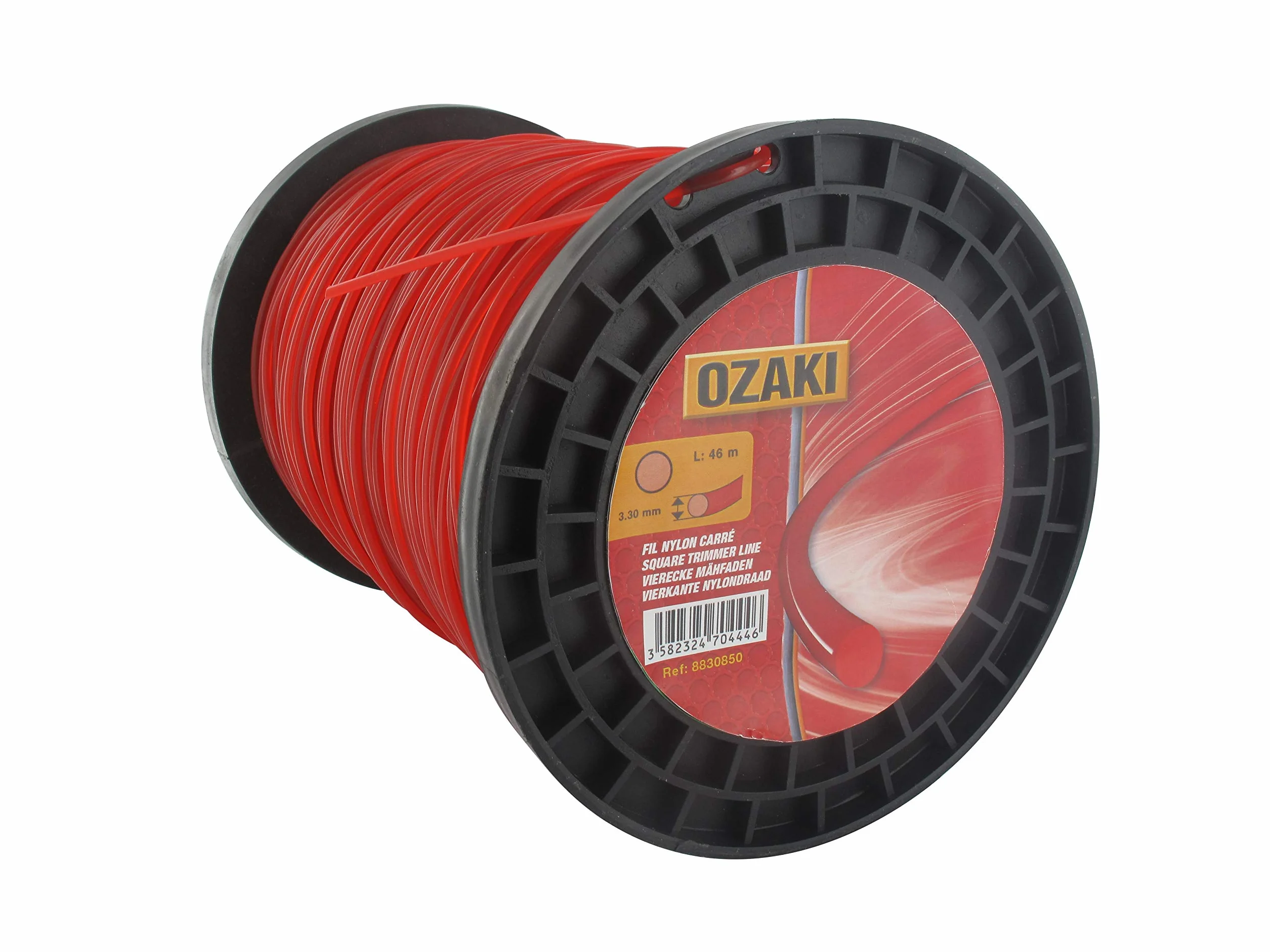 OZAKI - Bobina di filo di nylon quadrato, lunghezza 120 m, diametro 4,00 mm, materiale vergine, alta durata, ottima tenuta all'occhio