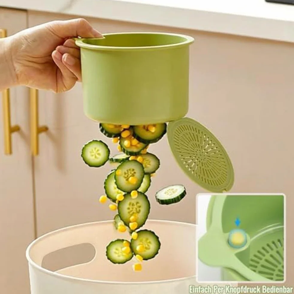 Cestello per lavello da cucina con design sospeso per un efficiente drenaggio dei rifiuti alimentari, pulizia della frutta e gestione igienica dello spazio della cucina (verde)