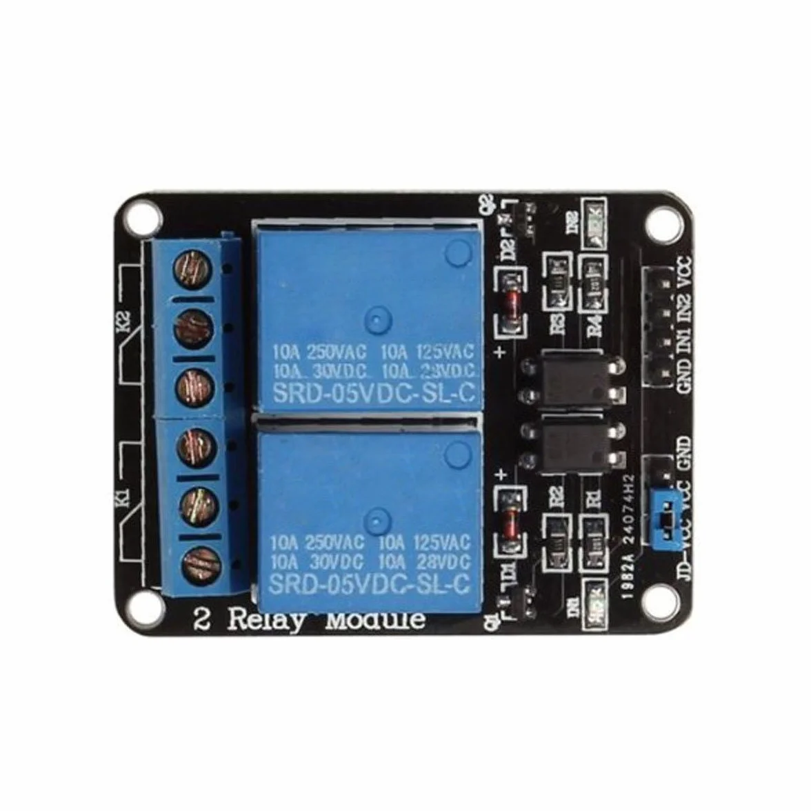 5V 10A 2-Channel Relay Module w/Optical Coupling Protection Expansion Board Compatibile con Arduino