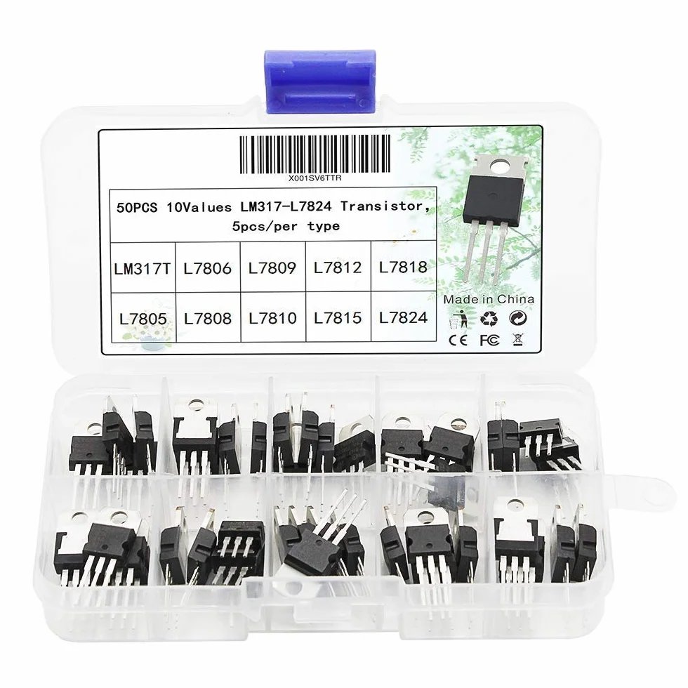 DollaTek LM317T L7824 Regolatore di Tensione Transistor Assortimento Set 50PCS TO-220