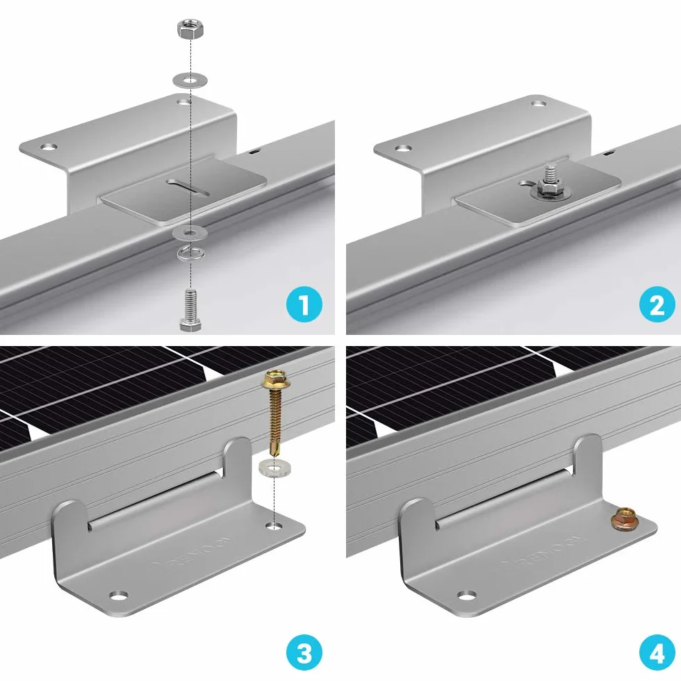 Renogy Set di Alluminio Staffe di Montaggio a z per Pannello Solare