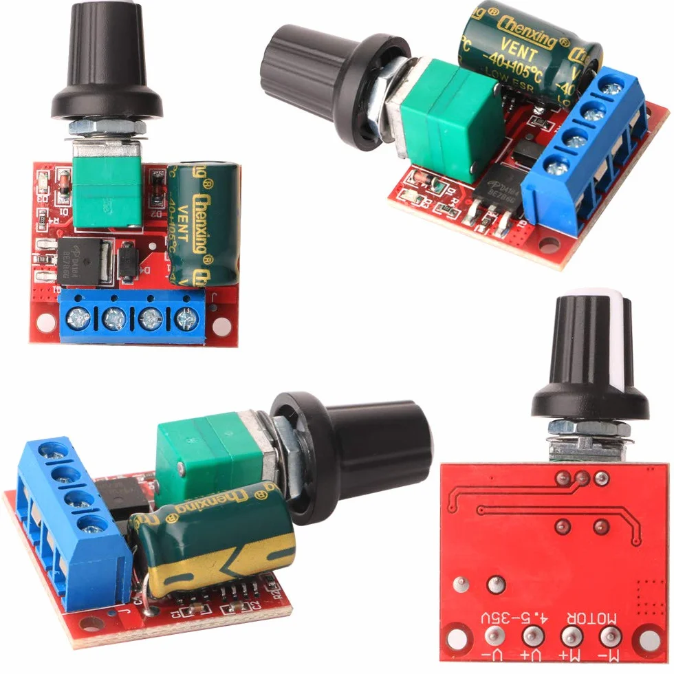 Gebildet 2pcs Mini Controller di Velocità PWM Motore DC, Modulo Interruttore Regolabile Velocità 5V-35V 5A DC, Regolatore di Tensione Variabile 6V 12V 24V