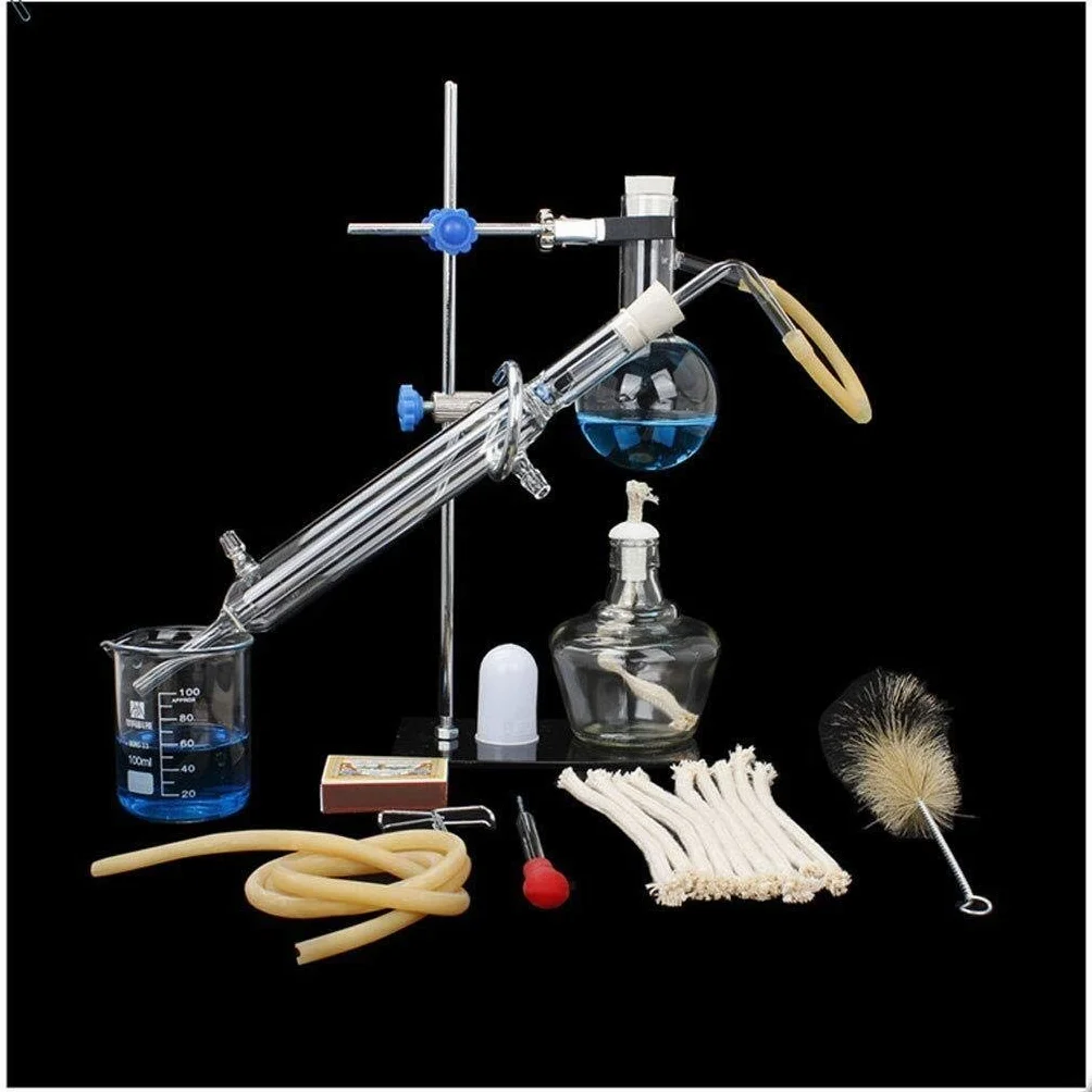 Apparecchiature da laboratorio Unità di distillazione Set Laboratorio Vetreria Scienza Industriale Distillatore Puro Rugiada Purificazione Fare Oli Essenziali Filtro Acqua Distillata Chimica