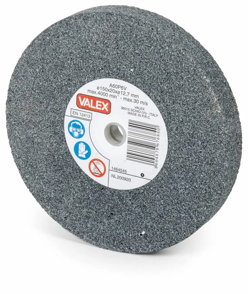 1464545 VALEX MOLA ABRASIVA 150x20MM FORO 12,7MM GRANA 60 SMERIGLIATRICE BANCO PIETRA RICAMBIO UNIVERSALE MOLATRICE SECCO MULTIMARCA DISCO ABRASIVO AFFILATRICE
