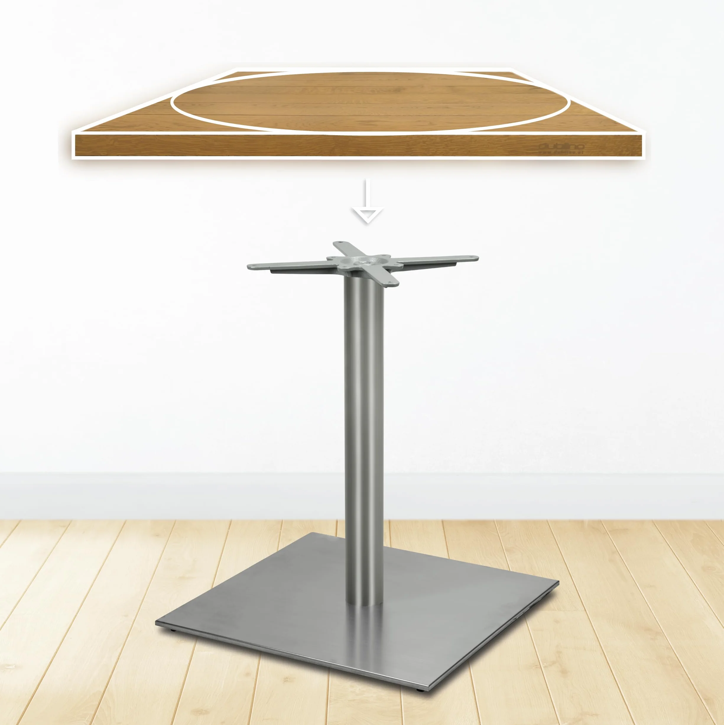 Base per Tavolo da Pranzo Premium in Acciaio Inossidabile - PD7096inox - Gambe per Tavoli (Altezza: 73 cm, Peso: 33 kg) - Max. Dimensione della Tavola: 120x120 / Ø 150 cm
