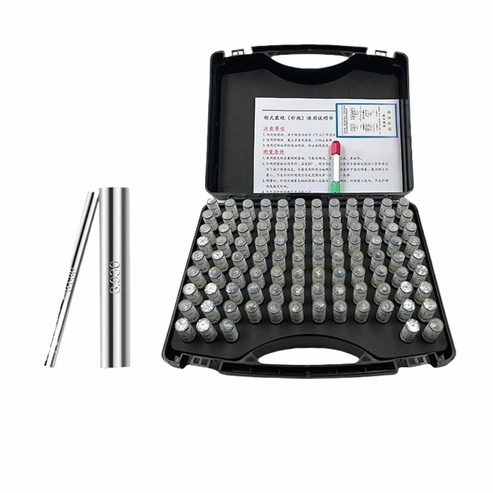 Calibri a Spina Gamma 0,10-10,0 mm, 100 Pezzi, Passo 0,1 mm, Set di calibri di precisione in Acciaio, Calibro a Spina
