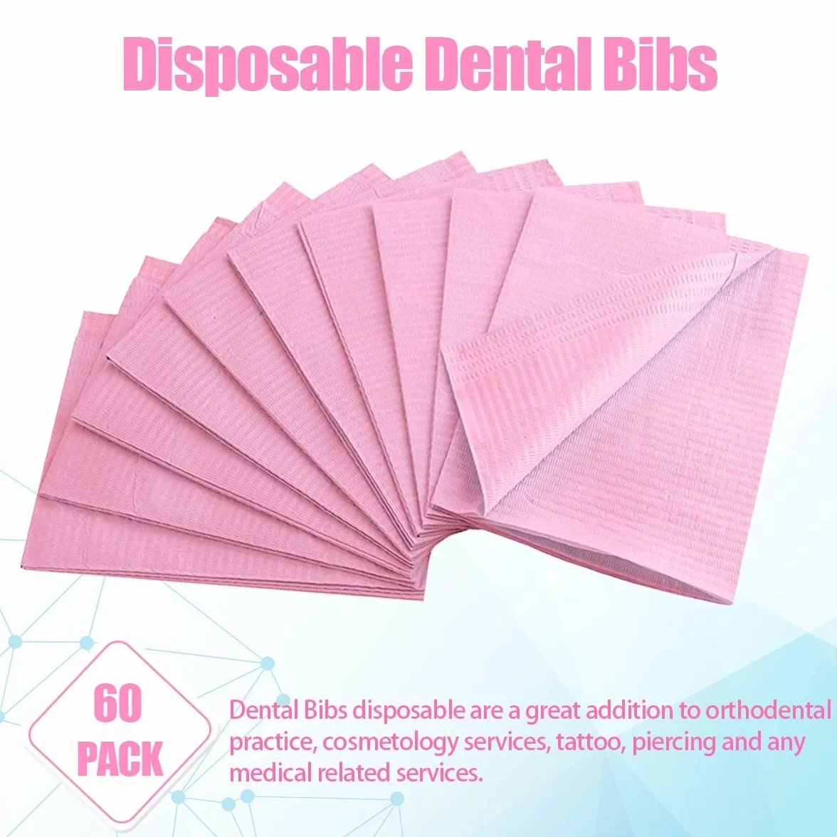 Bavaglini Monouso 33 x 45,7 cm 3 Strati Impermeabili per Tatuaggi Dentistica Salone Rosa