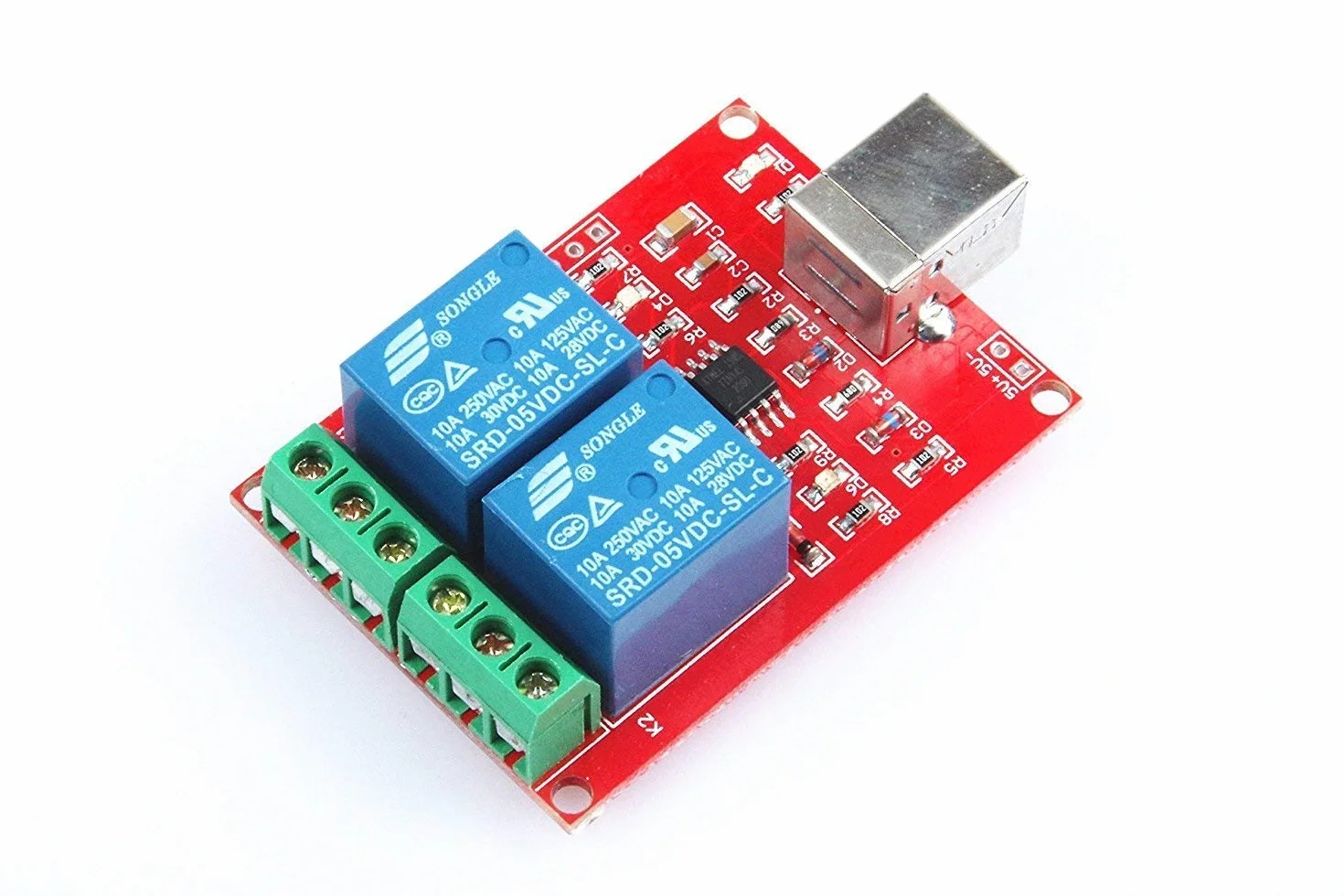 ARCELI SRD-05VDC-SL-C 2-Way 5V Modulo relè Driver gratuito USB Control Switch PC Controllo intelligente