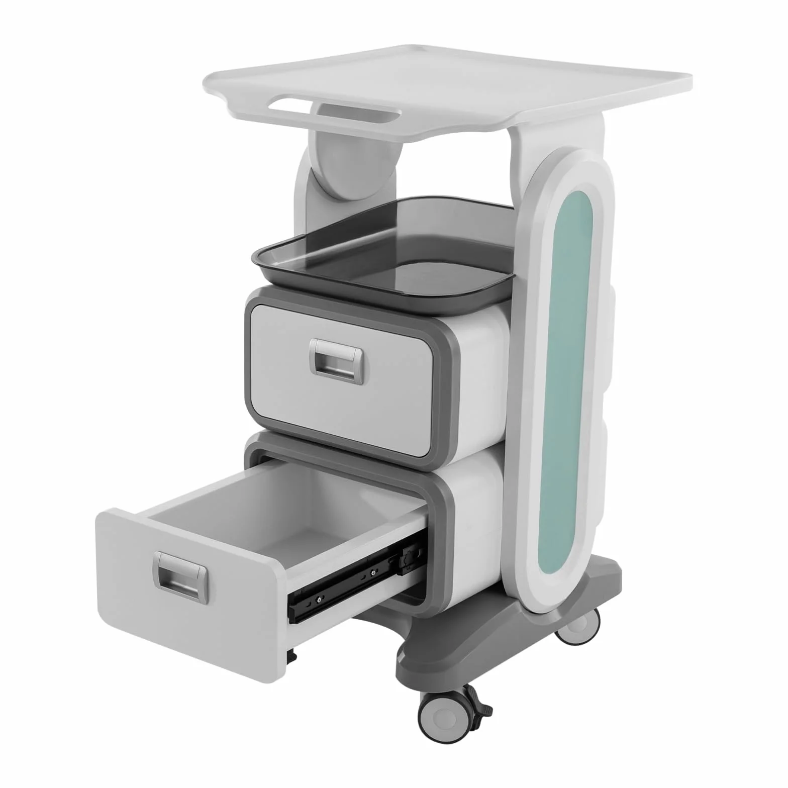 Carrello cosmetico Beauty Salon Trolley, carrello medico portatile con doppio cassetto, ruote, carrello per studio dentistico e salone di bellezza, bianco