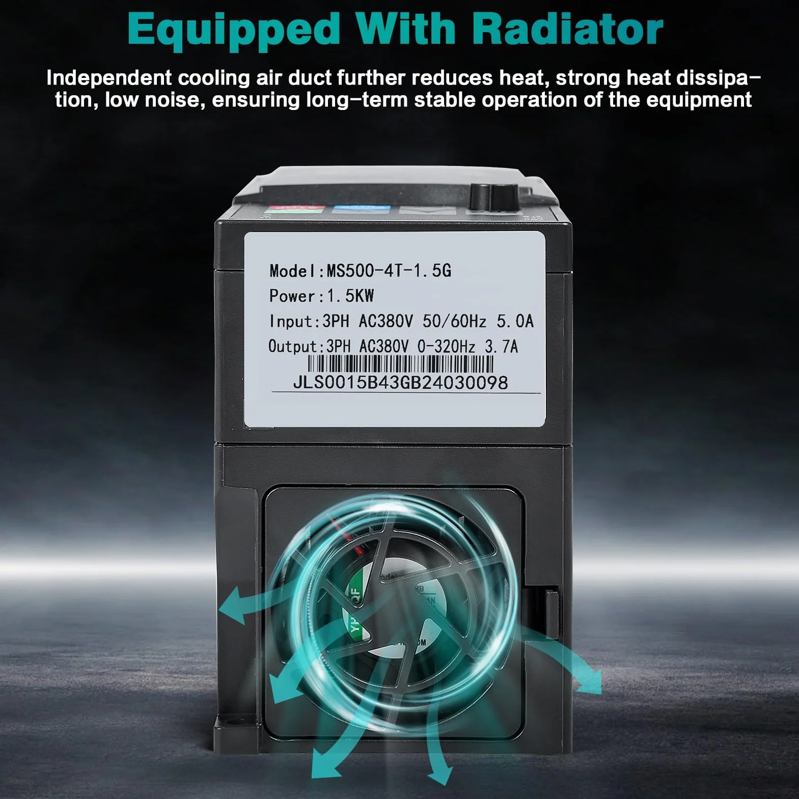 DEWIN Inverter per Motori Trifase,1.5KW 380V Azionamento a Frequenza Variabile Convertitore di Frequenza, 380V Ingresso Trifase,Uscita Trifase(Modello di Fabbrica:MS500-4T-1.5G)