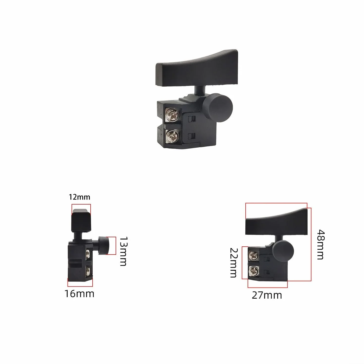 Interruttore elettrico per motosega senza spazzole al litio con blocco di sicurezza per motoseghe senza fili da 30,5 cm e 40,6 cm, struttura in metallo-plastica, 4,15 x 2,7 x 4,8 cm