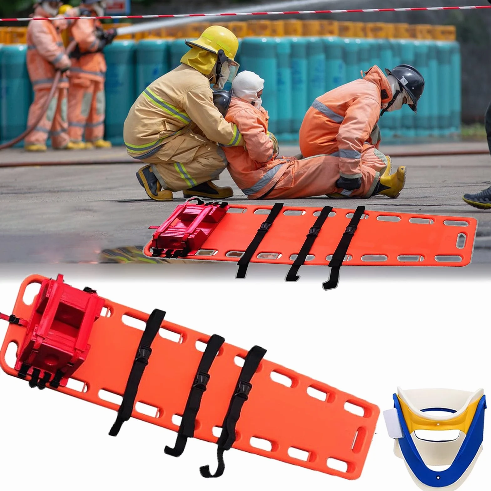 Tavola Spinale Tavola Spinale Portatile, Barella Spinale per Pazienti, Tavola Spinale per Salvataggio in Acqua per Adulti, Tavola Spinale con Cinghie/Blocco per la Testa/Collare Cervicale