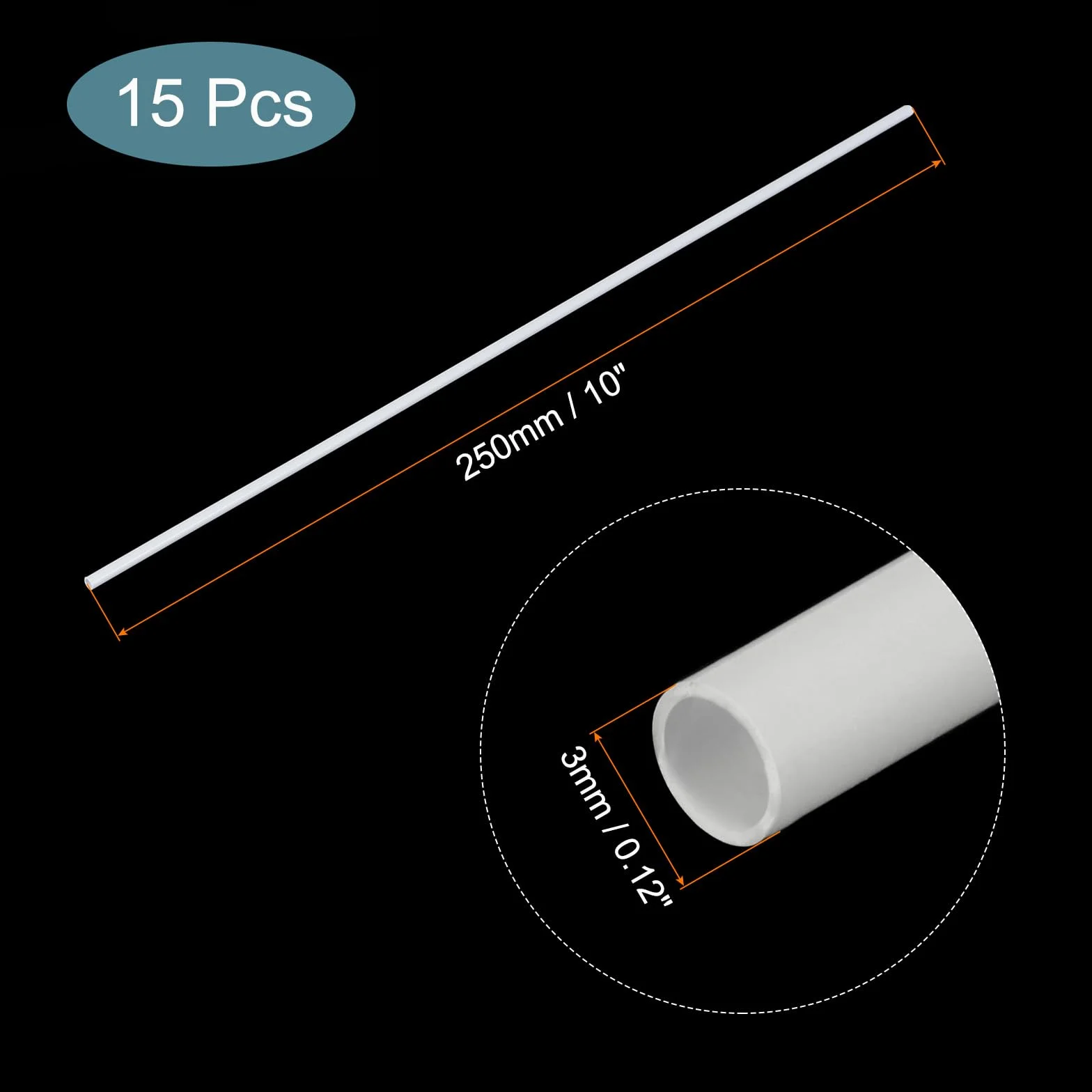 Tubo in Plastica ABS 3mmx250mm Bianco per Modelli Architettonici