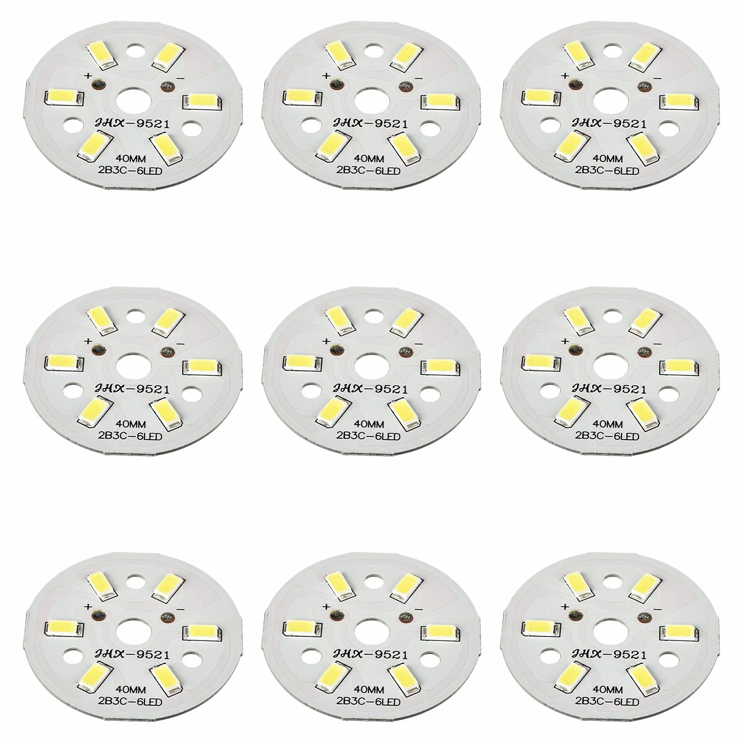 Othmro - Scheda LED rotonda in alluminio, 3 W, chip SMD 5730, 300 mA, bianco puro, 6500 K, pezzo di ricambio, diametro 40 mm, 15 pezzi