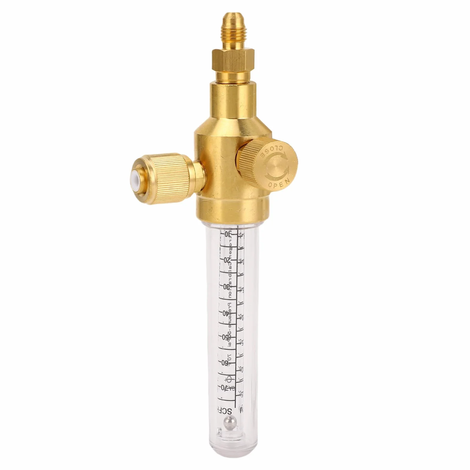 Generic Indicatore di Flusso di Azoto, Misuratore di Portata di Azoto a Doppia Scala Connessione di Ingresso e Uscita Svasata 1/4 Pollici, Flussometro per Brasatura