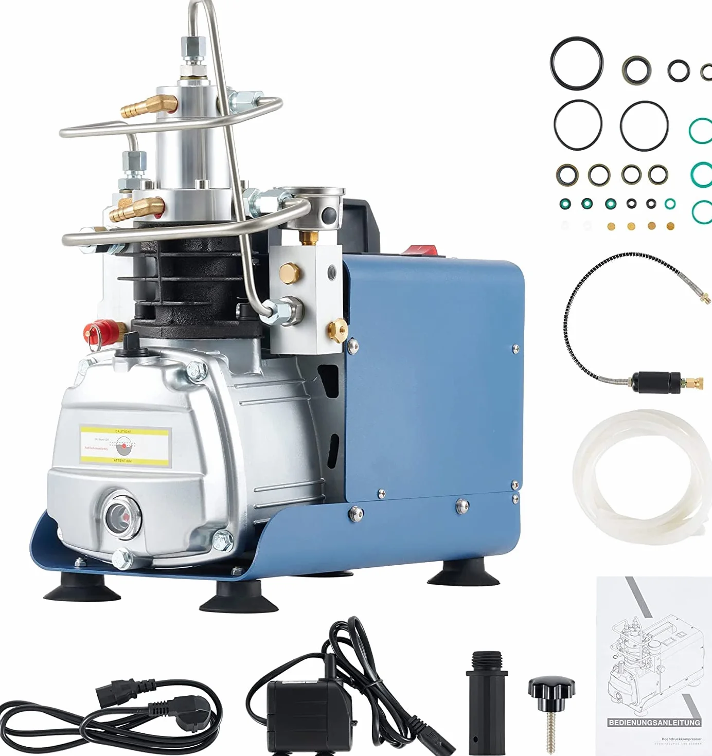 CREWORKS Compressore PCP 300 Bar Pompa PCP Aria Alta Pressione 30MPA Compressa con Pistola d’Aria 4350PSI Compressore d’aria Air Compressore Pump PCP Sospensione (senza Pressione Preimpostata)