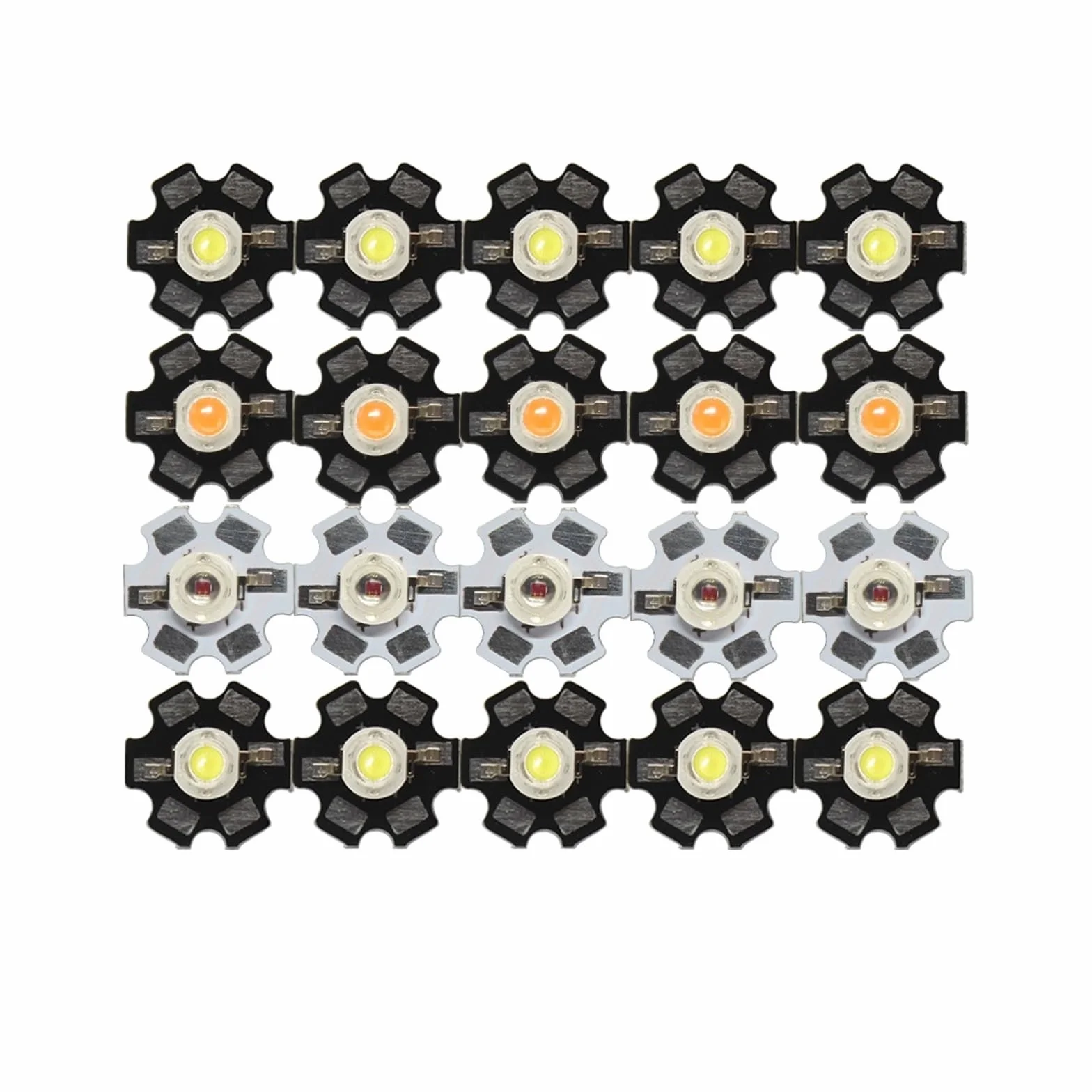 Generico 10-100 pezzi diodi LED ad alta potenza 1W 3W caldo freddo bianco naturale/rosso/verde/blu/blu reale 450 660nm rosso intenso UV con stella da 20 mm(Deep Red 660nm,3W-White PCB x100pcs)