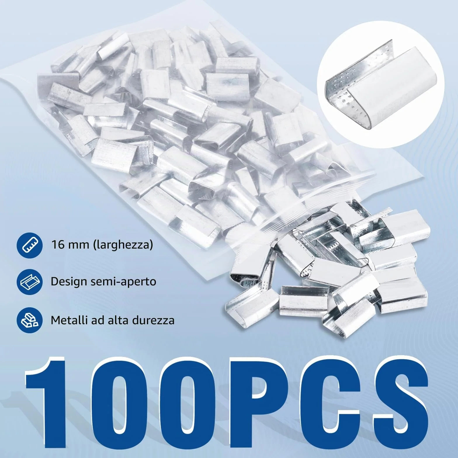BAOSHISHAN Set di reggiatura manuale per impacchettamento per pallet resistente (1 tenditore, 1 sigillante, reggiatura in PET/poliestere da 200 metri, 100 fibbie, 20 angoli di imballaggio, 1 guanti)