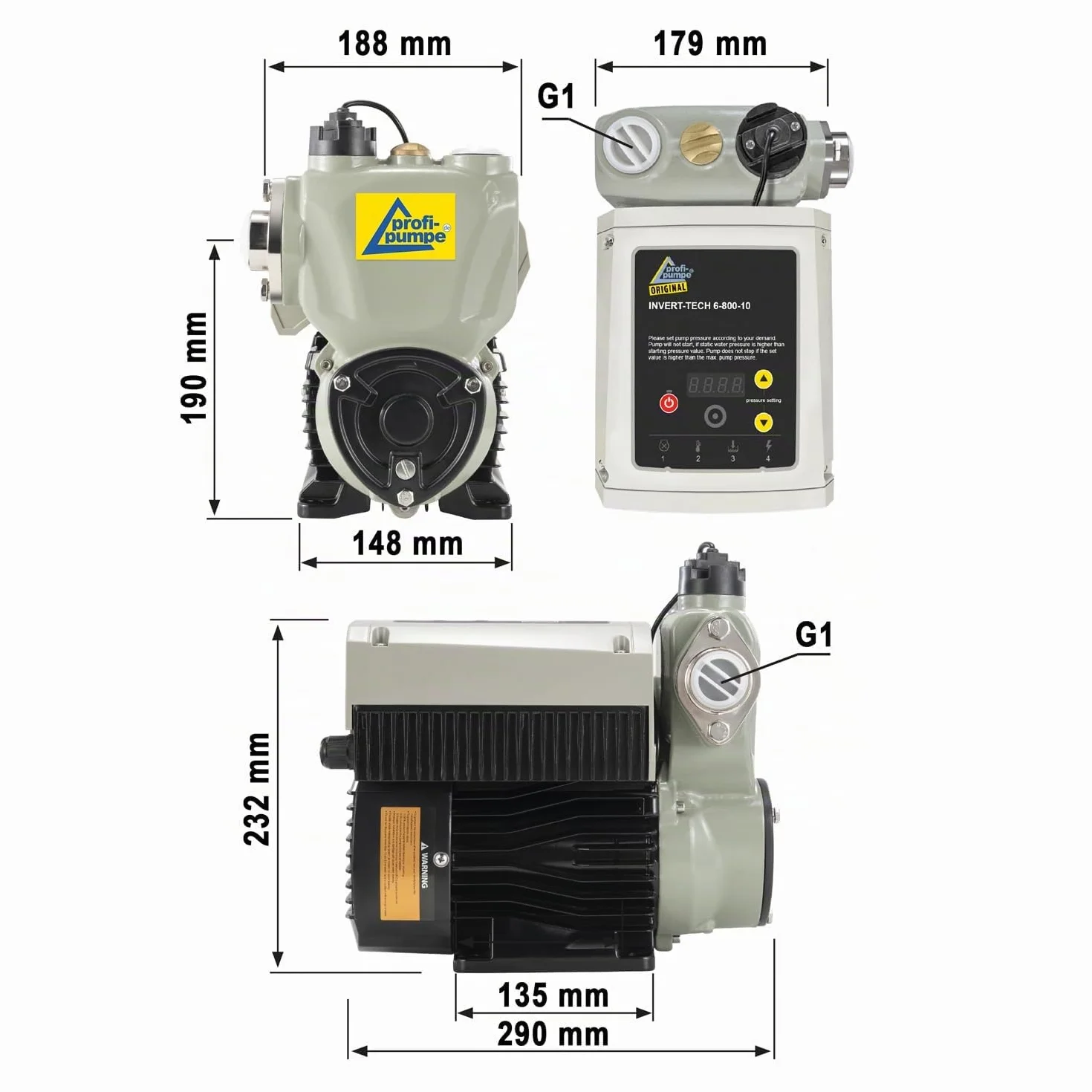 INVERTER INVERT-Tech 6 – 800 – 10, macchina per acqua domestica, con magnete permanente, pompa per acqua domestica, pompa centrifuga da giardino