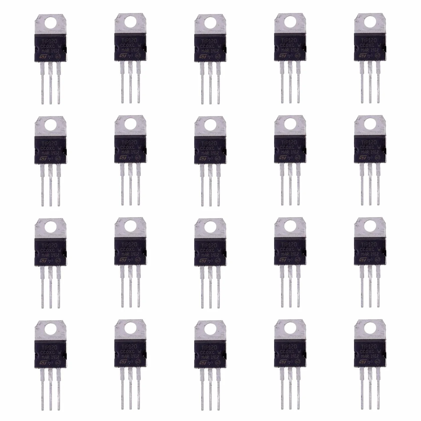 BOJACK TIP120 NPN 5A 60V Transistor di potenza epitassiale al silicio 5 amp 60 Volt Transistor Darlington TO-220 (confezione da 20 pezzi)