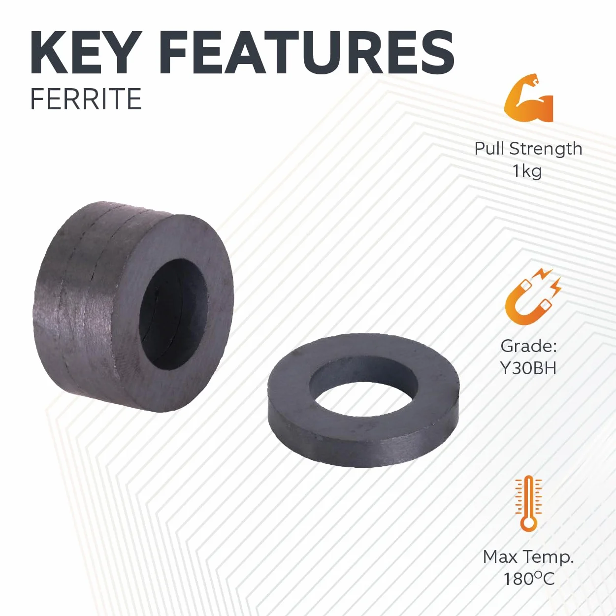 Magnete Ferrite Y30BH 32mm x 18mm x 5.5mm Confezione 4 pezzi
