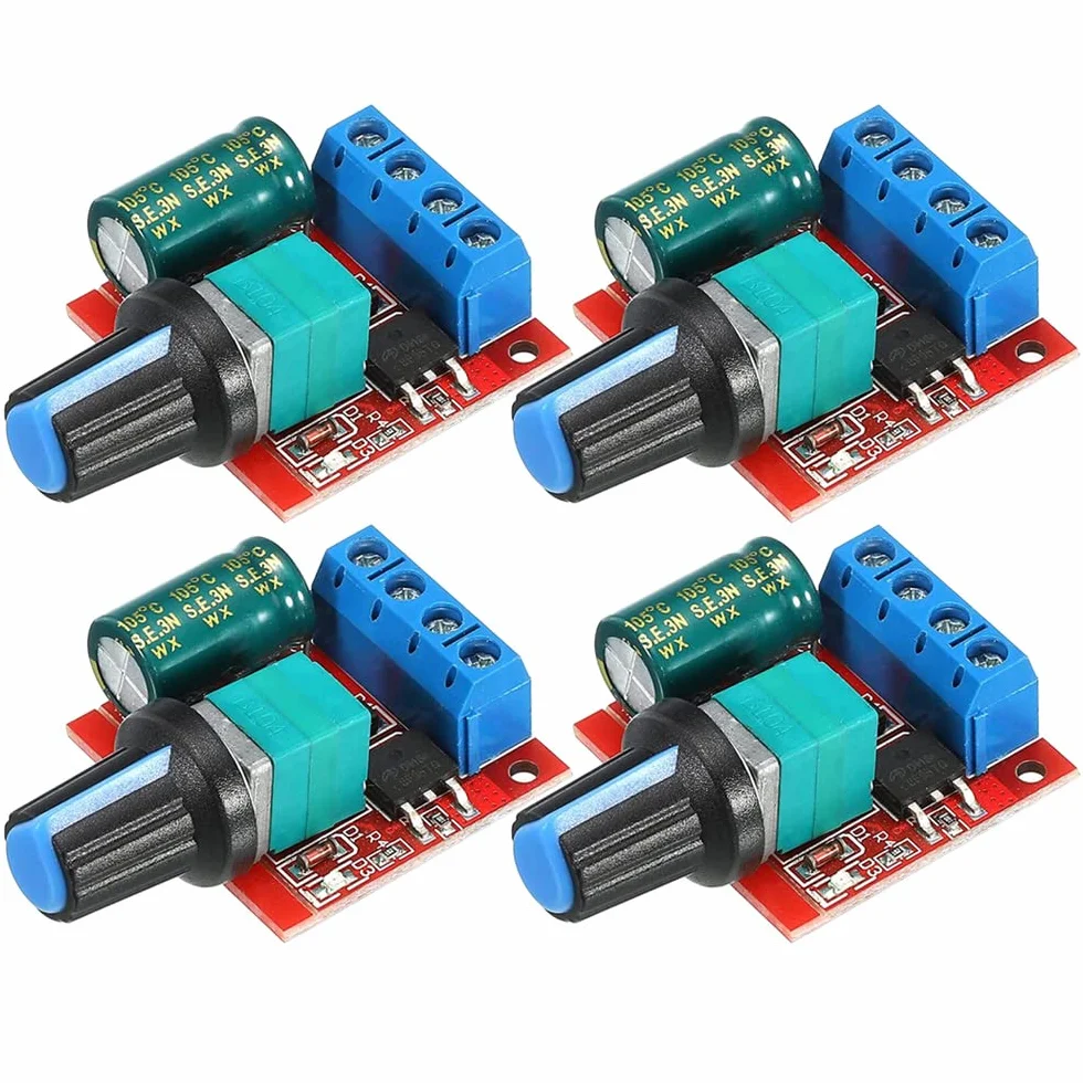 GUUZI Regolatore di Velocità del Motore CC DC 6V 12V 24V 35V, DC 5V-35V 5A Tensione PWM Interruttore Driver Regolabile con Manopola di Controllo (4 pezzi)