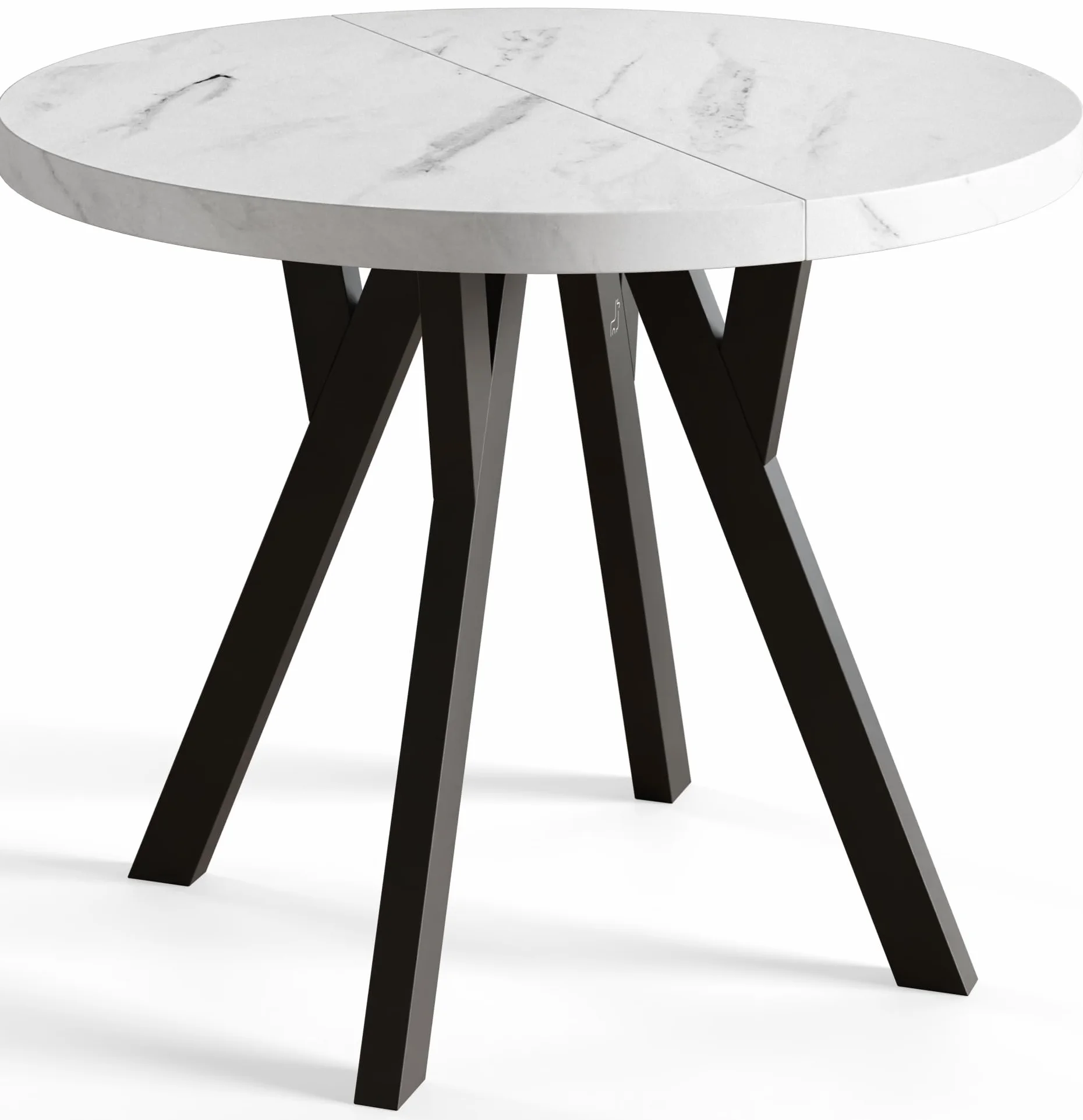 Tavolo da Pranzo Rotondo Allungabile Ovo - Piano in Laminato 36 mm - Diametro 90 cm - Marmo