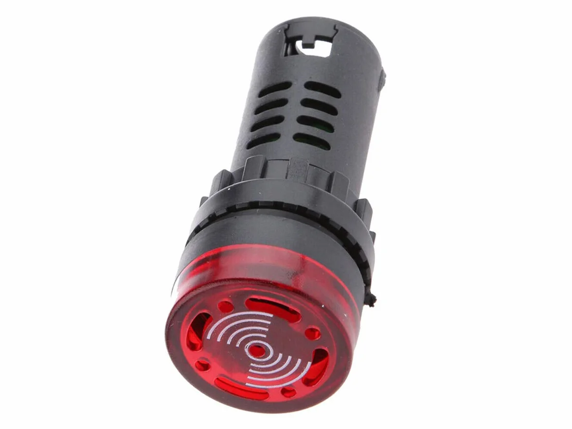 10 Pezzi Indicatore Led Rosso 12V AC/DC Buzzer Allarme Acustico Da Incasso Foro 22mm