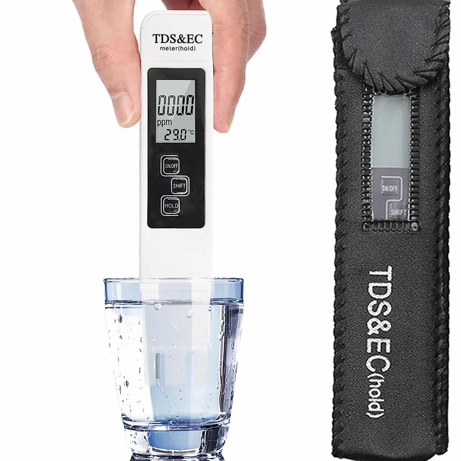 Tester digitale LCD per la qualità dell'acqua Misuratore TDS EC e Temperatura 3 in 1, Precisione di Lettura +/- 2%, 0-9990 PPM set, per Acqua Potabile/Piscina/Acquario/Piscina