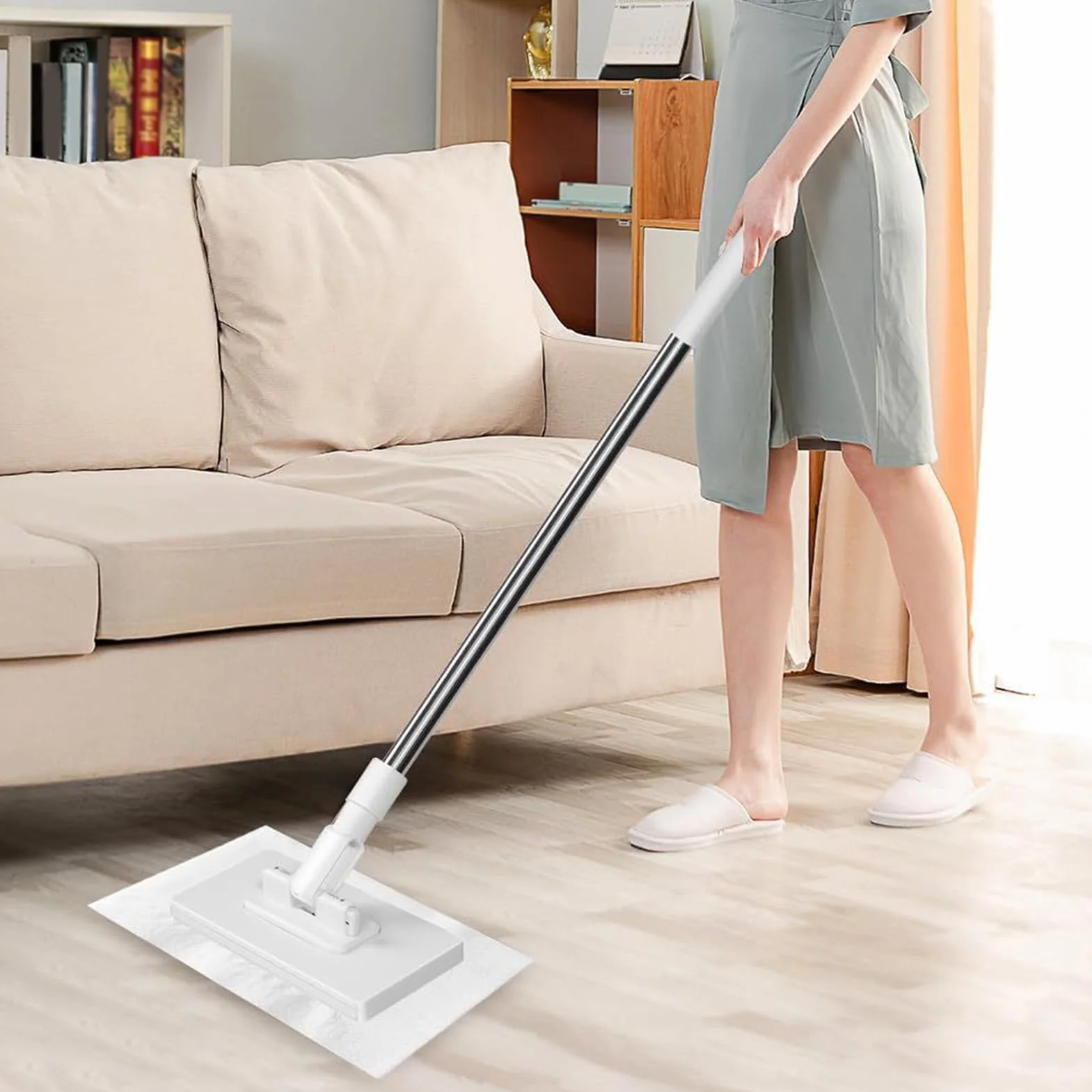 Kit MOP Domestica z 4 Panni Riutilizzabili Detergente Multiuso per Laminato Piastrelle Legno