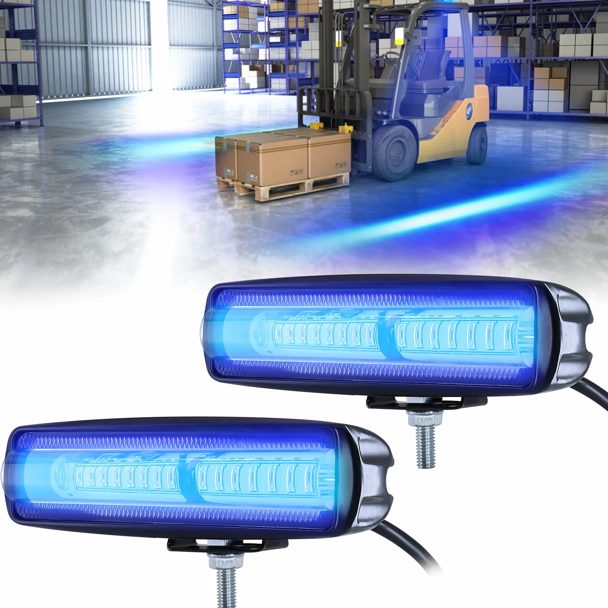 2 PZ Lampada di sicurezza LED 30W per carrello elevatore - Luce di avvertimento - DC 12-80 V