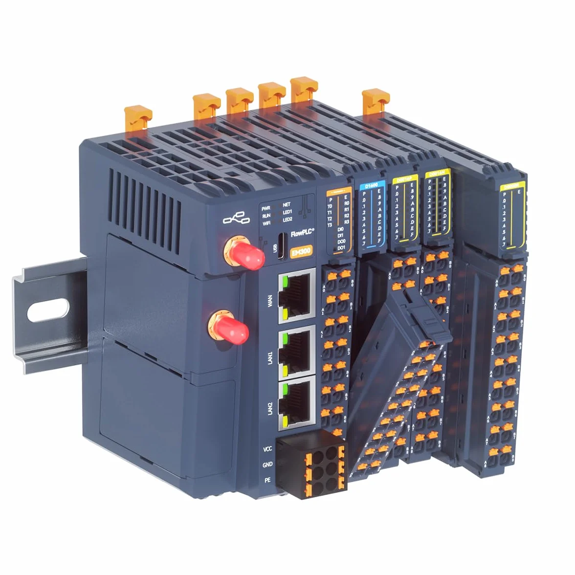 EM300 Controller di Calcolo Industriale Edge con RS485, DI DO Espandibile, 16 interfacce I/O, Uscita a Relè di Corrente, Comunicazione 4G WIFI Ethernet (EM300(4RS485+2DI+2DO))