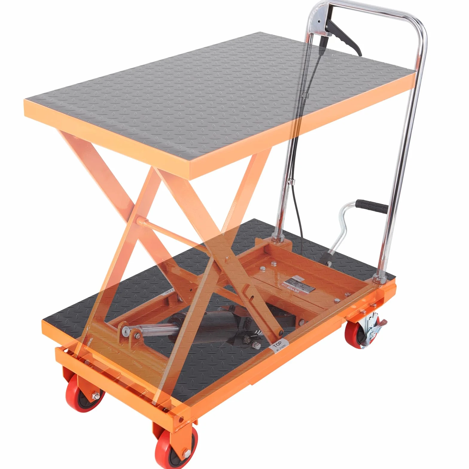 VEVOR Carrello Elevatore Idraulico, Capacità 230kg, Altezza di Sollevamento 220-720 mm, Piattaforma Elevatore Manuale a Forbice Singola con 4 Ruote Cuscinetto Antiscivolo, Carrello Idraulico a Forbice