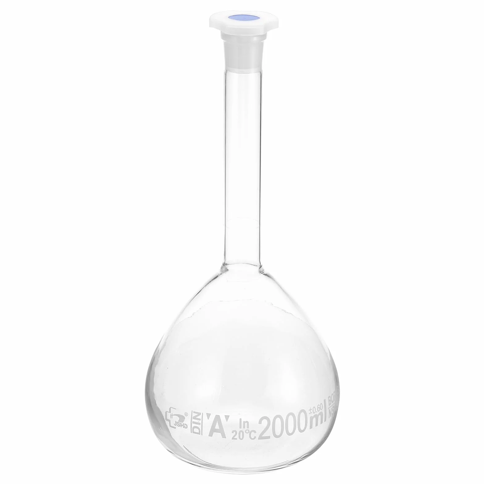 PATIKIL Matraccio Tarato 2000ml Matraccio Graduato 3.3 Vetro Borosilicato Graduato Volumetrico Misura Flacone con Spina Tappo Tolleranza 0.6ml per Laboratorio Esperimento Trasparente