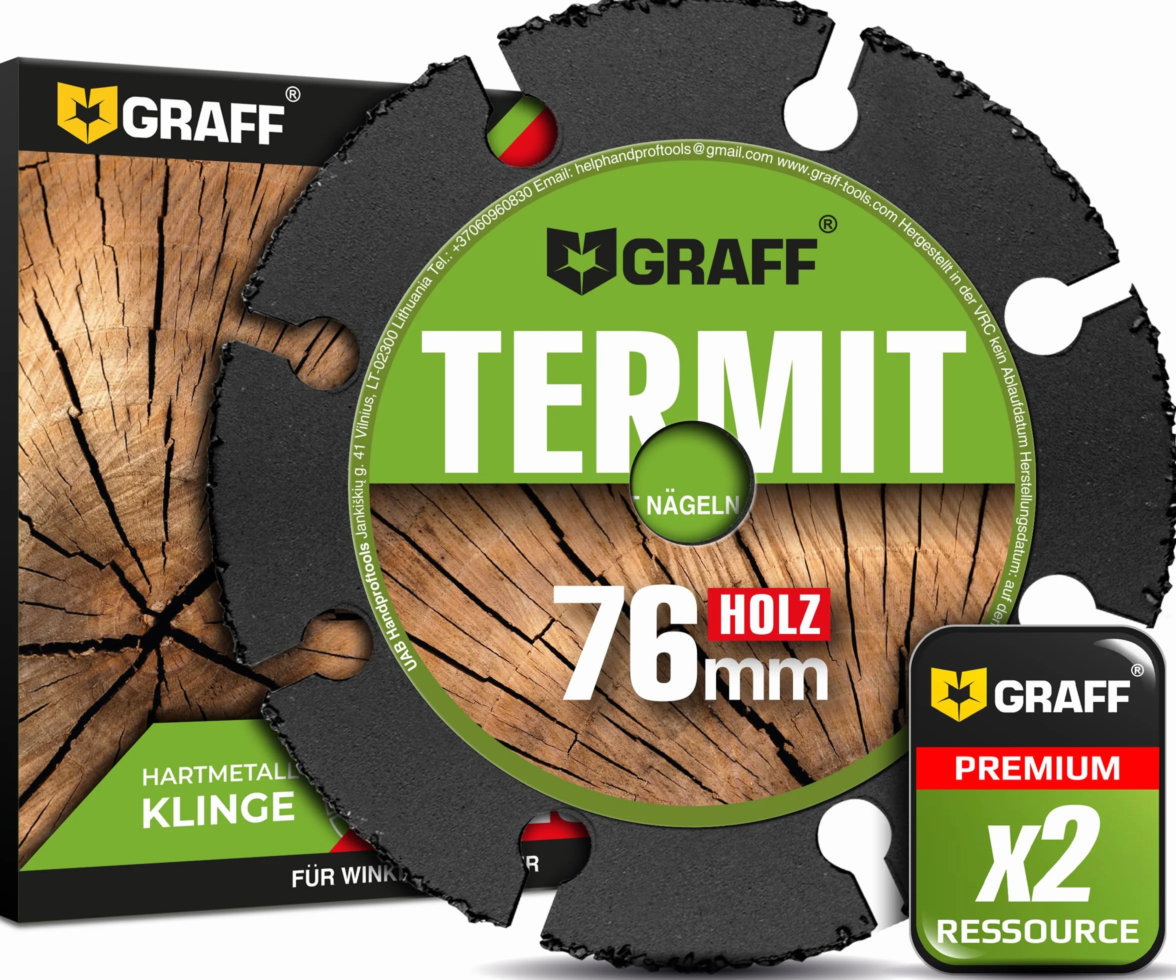 GRAFF Termit 76mm Mola da Taglio per Legno e Plastica Legno Laminato Cartongesso - Carbide Multi Wheel per Smerigliatrice Angolare - Disco da Taglio Legno 76 mm