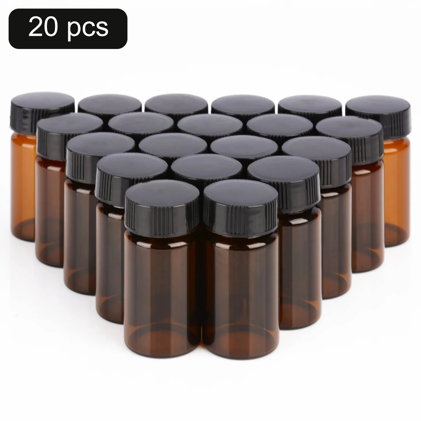 stonylab Viali Campione in Vetro Marrone con Tappo a Vite, Flacone per Campionamento Liquido Flacone Reagente in Vetro Ambra, Capacità 20 ml, Confezione da 20