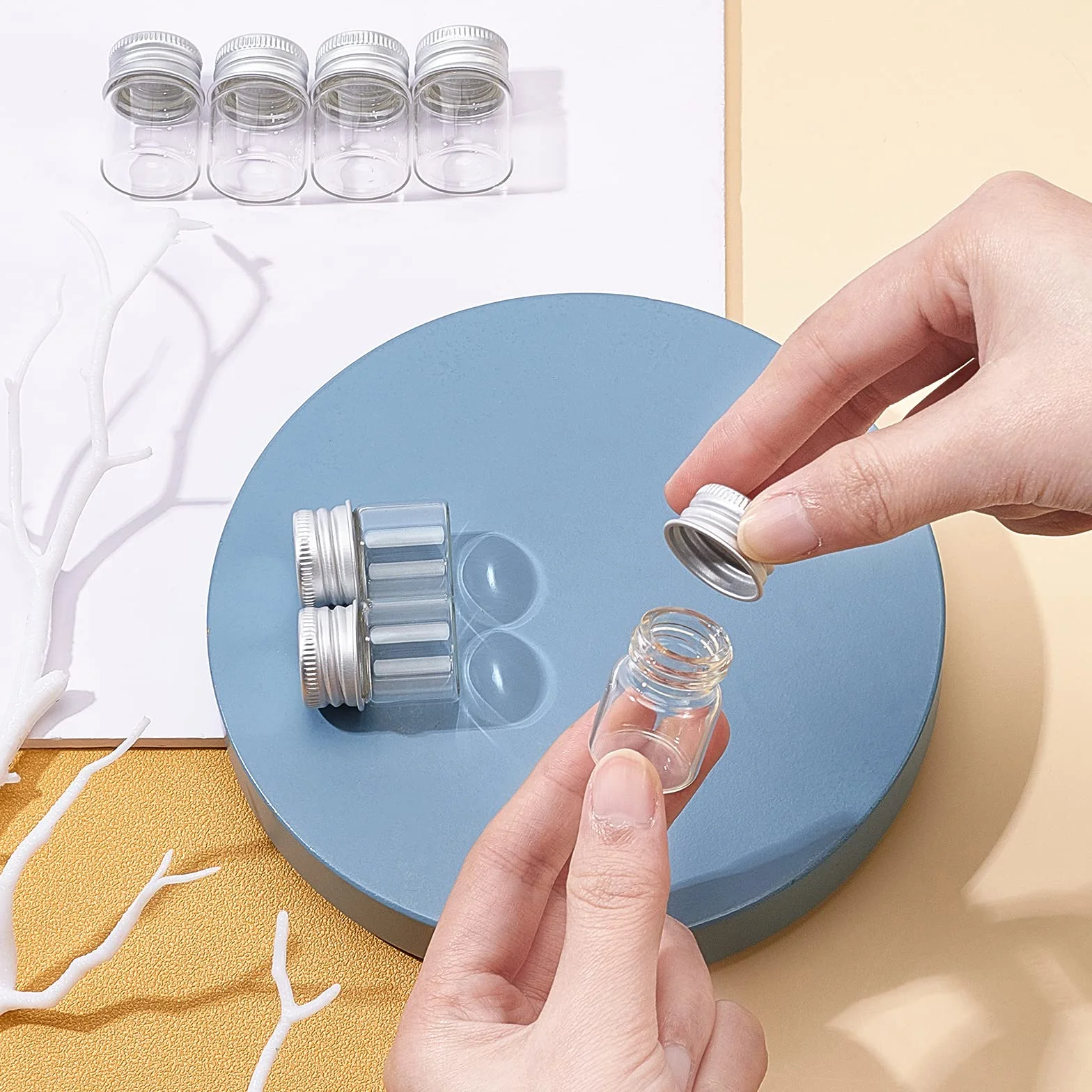 BENECREAT 20 pz Bottiglie di Vetro Sgillate da 5 ml con Tappo A Vite In Alluminio, Flacone Campione Liquido Trasparente per Flacone Messaggio, Bottiglia Dei Desideri