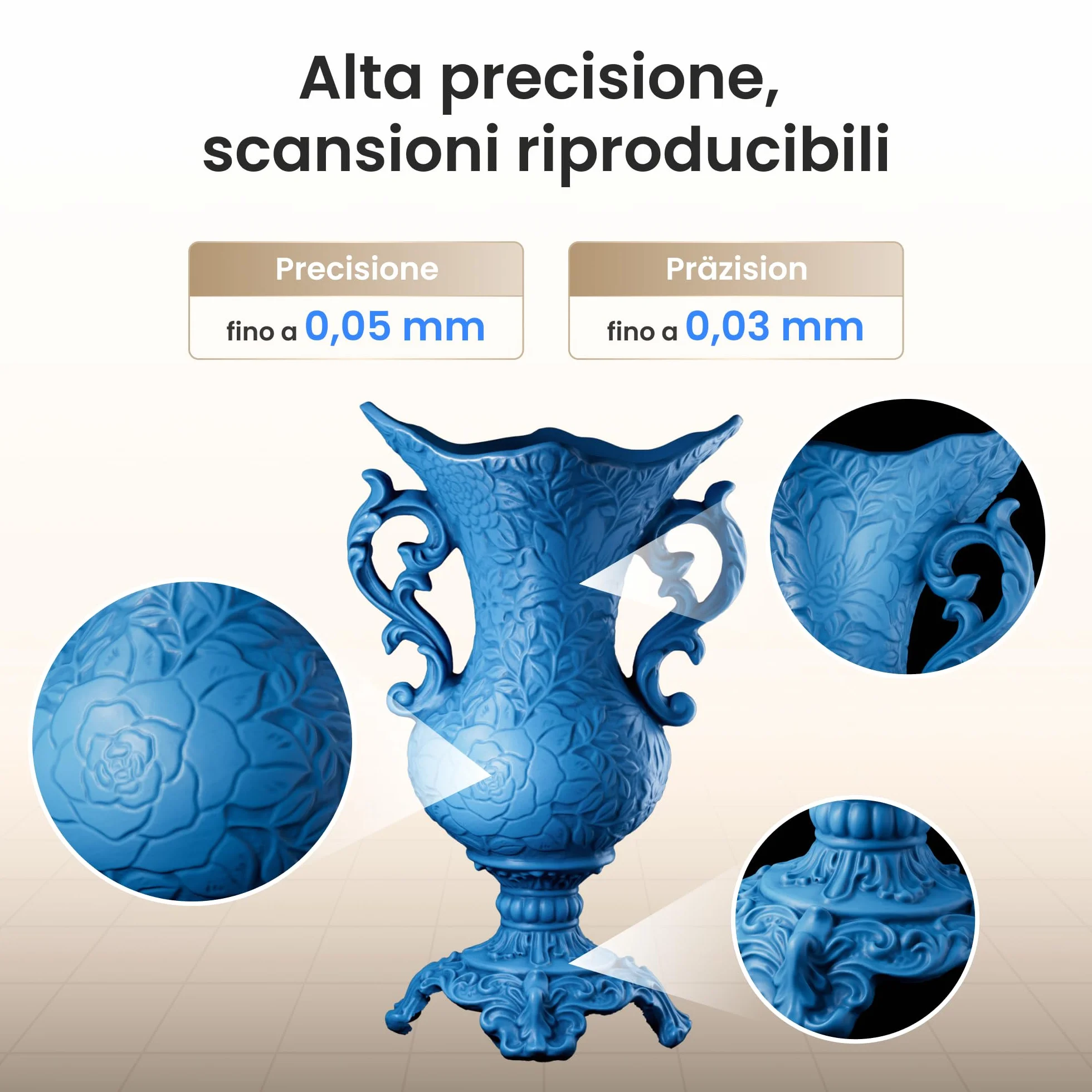 Revopoint INSPIRE 2 Scanner 3D per stampa 3D, Precisione da 0,03 mm, Laser Multilinea e Luce Strutturata, Scansione Wireless per Esterni, Scansioni a Colori, per iOS/Android/macOS/Win10/11, Standard