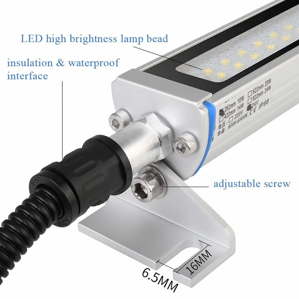 YJINGRUI Luce da lavoro industriale Illuminazione 115° e pieghevole Illuminazione impermeabile per officina (110~220V, 622mm 20W)