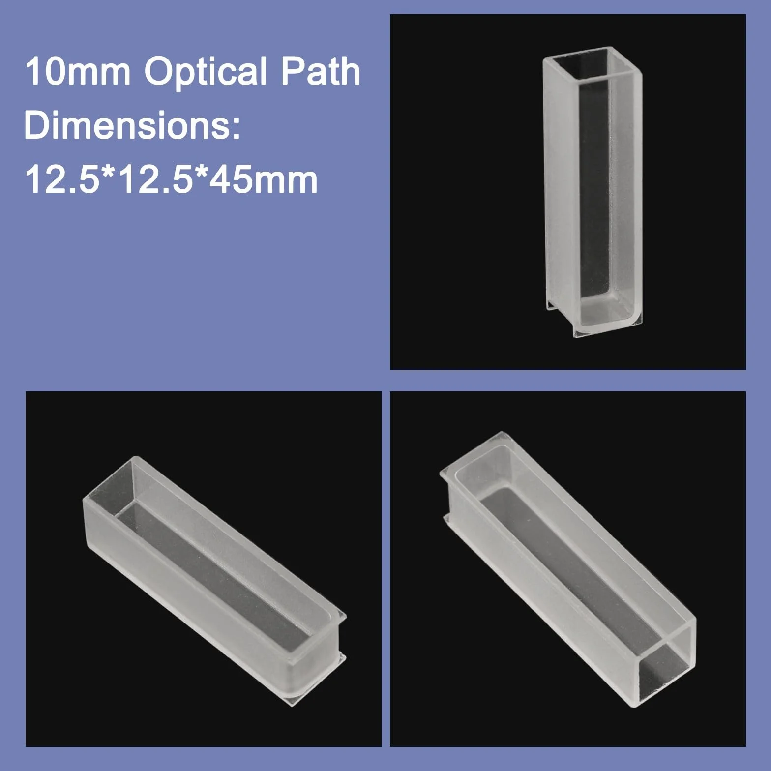 Cuvetta in vetro per spettrofotometro 751 e 722, vetro ottico trasparente, percorso luminoso 10-50mm, volume 3,5ml, gamma lunghezza d'onda 340-2500nm