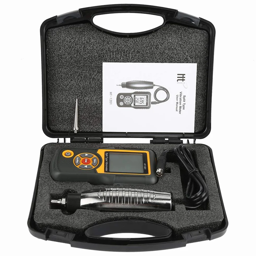Tester di misurazione digitale di precisione tipo tester tester HT-1201 calibro sensore con LCD retroilluminazione analizzatore accelerazione velocità misura di spostamento per Mach in movimento