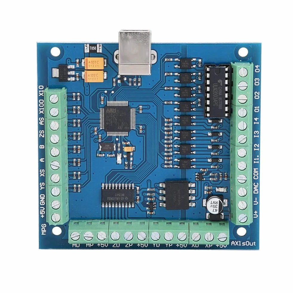Motion Card, 100KHz USB CNC Motion Controller Card Breakout Board per incisione, Surpport Emergency Input/Limit Switch, con 1 LED di stato