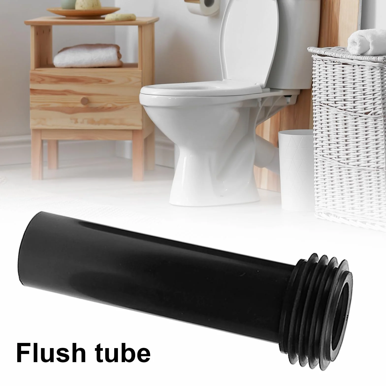 Set di collegamento WC, tubo di scarico 185 mm, ABS e PP, connettore union, per WC a parete
