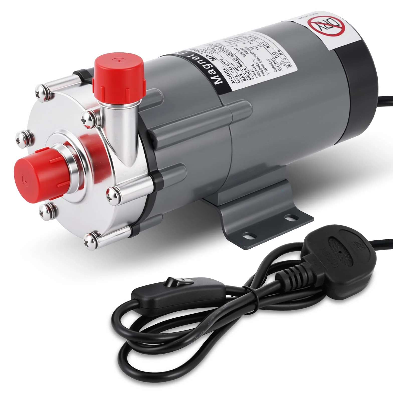 MXBAOHENG Pompa Magnetica per Birra 15 W Pompa a trasmissione magnetica Pompa per birrificazione domestica con testa in acciaio inox Resiste a temperature 120 °C per liquidi come malto, bevande, acqua
